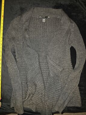 26 International Heather Gray Open-Front Ribbed Cardigan